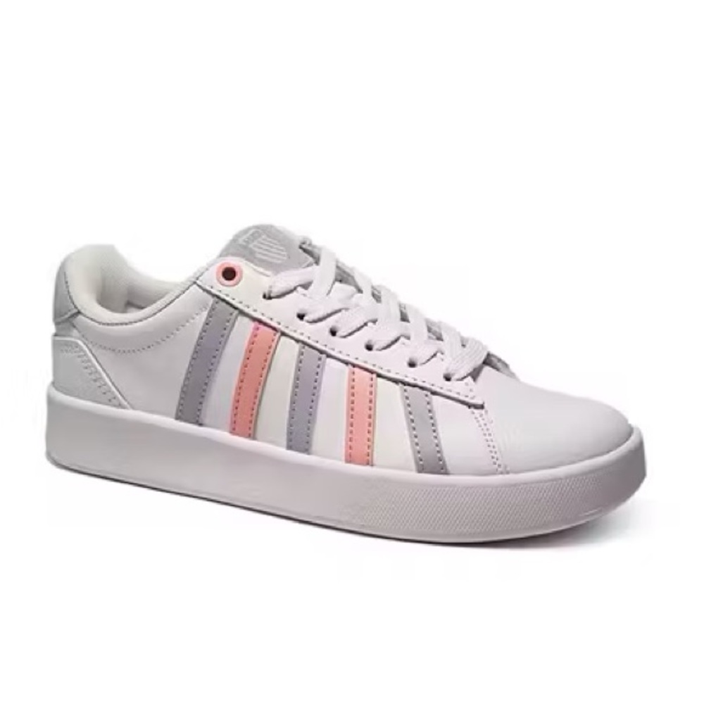 K-Swiss Women’s Court Tiebreak Low-Top White Striped Sneakers Size 9 US